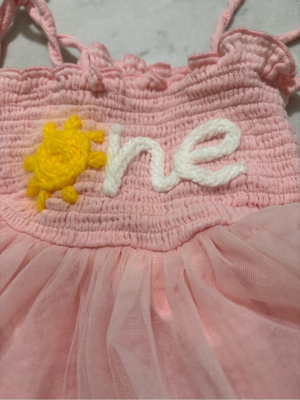 Pink 'One' Tulle Baby One-Piece with Bow Headband